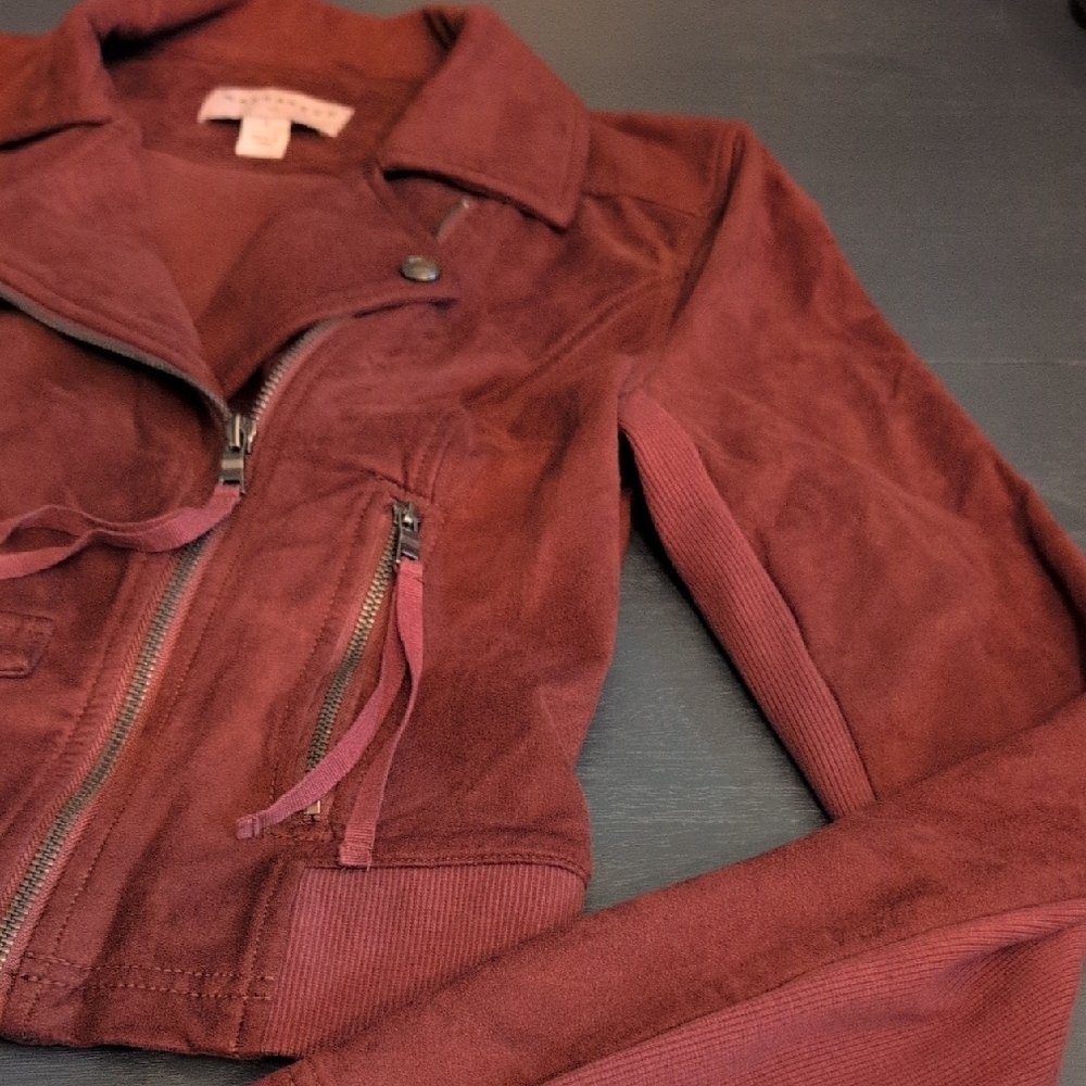 Anthropologie Burgundy Bomber Jacket with Classic Design - Picture 7 of 13